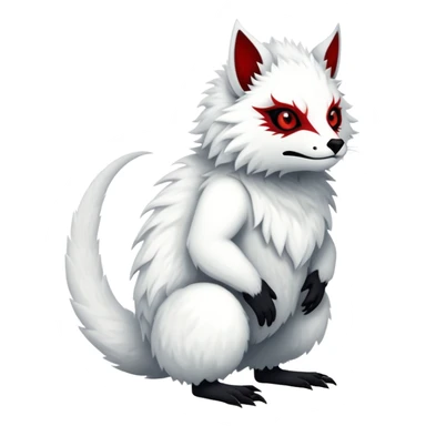 a white with black belly and red eyes exotic edgy vernid-fionbri-creature full body sticker
