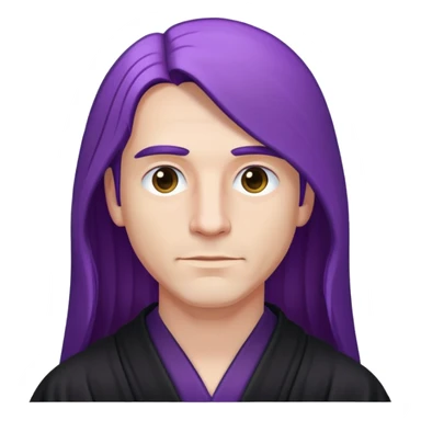 Purple long straight hair white man with black robe  sticker