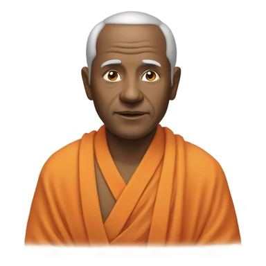 an old yogi with a peaceful and meditative expression. The character should be wearing an orange robe, symbolizing traditional yogic attire. The yogi can be sitting in a lotus position sticker