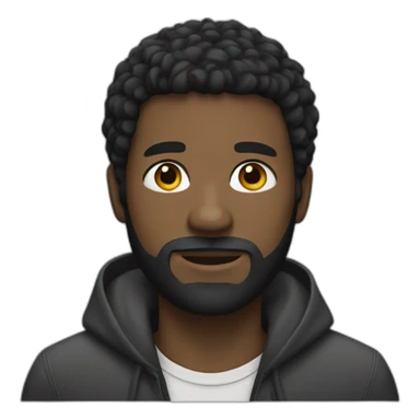 Black man with a European haircut and a beard sticker