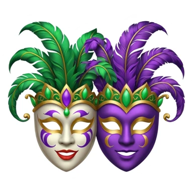 2 jesters masks for mardi gras in purple gold and green like this emoji : 🎭 sticker