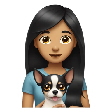 Girl with black hair with a Chihuahua dog￼.  sticker