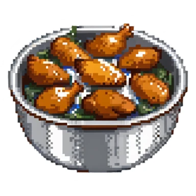 fried chicken in a silver stainless steel bowl sticker