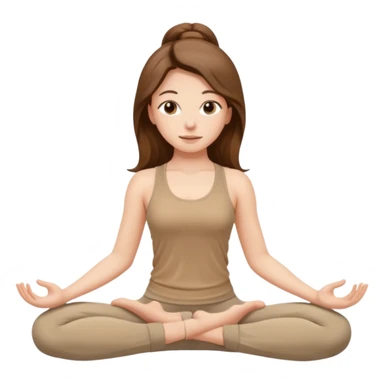 girl long brown hair yoga wearing beige sticker