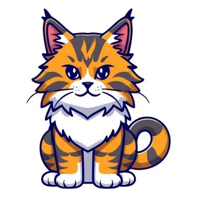 powerful maine coon cat with impressive mane and cute but fierce expression sticker