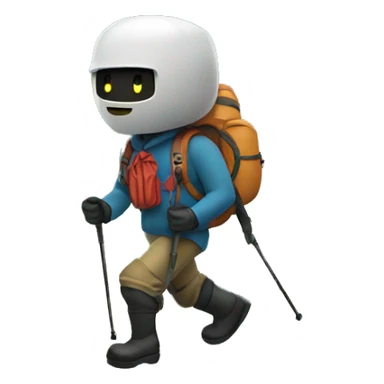 A bot hiking in the mountains sticker