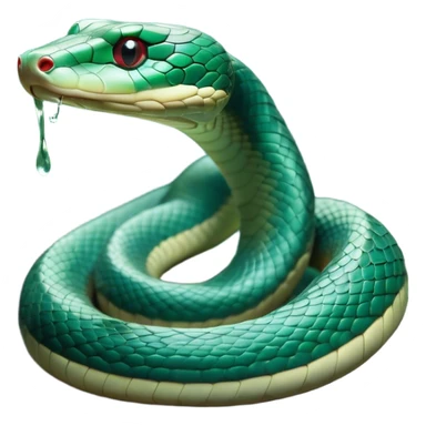 Cinematic Noble Chinese Water Snake Portrait Emoji, Poised and graceful, with a slender, sinuous build and a sleek, iridescent coat of muted greens and blues, deep-set soulful eyes, Simplified yet sharp and sophisticated features, highly detailed, glowing with a soft, dignified aquatic glow, high shine, intelligent and fluid, stylized with an air of waterborne elegance, focused and attentive, soft glowing outline, capturing the essence of a watchful and confident water snake that feels as though it could glide out of the screen with effortless authority! sticker