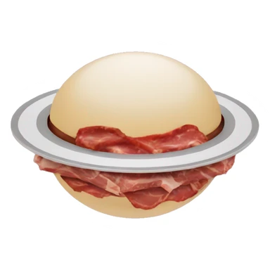 Saturn with rings made of meat sticker