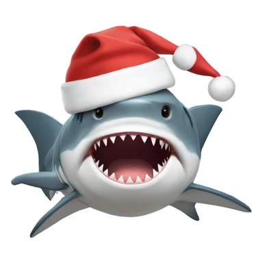 shark wearing santa hat sticker