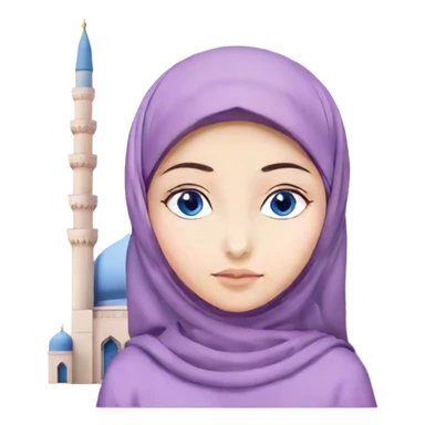 Turkish beautiful finish Konya girl blue eyes with hijab and lilac dress on mosque sticker