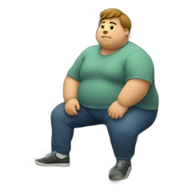 chubby college student sitting on a hill and looking at a city sticker