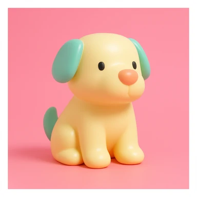               Transform {subject} into a soft vinyl figure with a smooth, glossy surface. The material should look slightly rubbery and tactile, with minimalistic curves and a matte-gloss hybrid finish. Use pastel or soft solid colors. The surface is seamless, with no visible textures or roughness. Studio lighting, vibrant background, clean, playful, designer toy aesthetic. {subject} = dog sticker