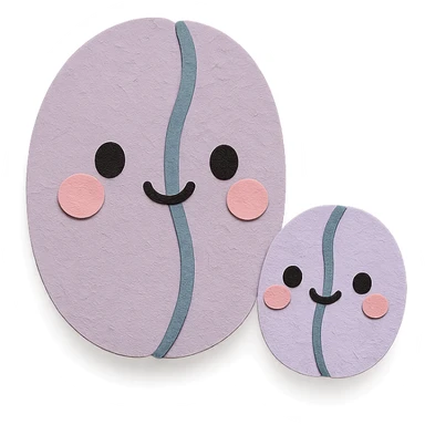kawaii coffee bean character family, big bean and small bean together, soft pastel colors, full body sticker