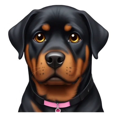 Rottweiler with pink collar with cute puppy eyes sticker