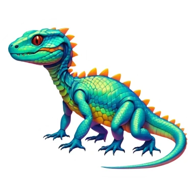 Exotic futuristic lush warm-colored neon reptilian Fakémon-creature sticker