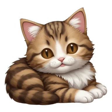 dark brown tabby and white kitten in funny positions with eyes closed sticker