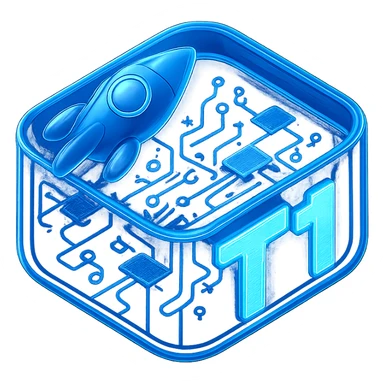 Make the T1 text much larger, keep the space theme, and make the background transparent. sticker