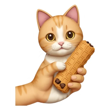 Create this which a hand holding a cat treat sticker