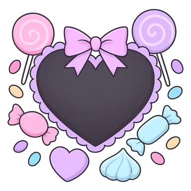 pastel goth heart with pastel candy , remove background sticker