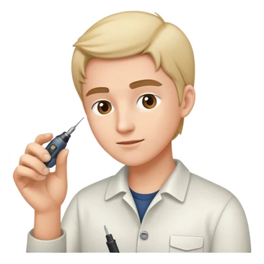 Person carefully adjusting or tweaking a device with a small tool like a screwdriver sticker