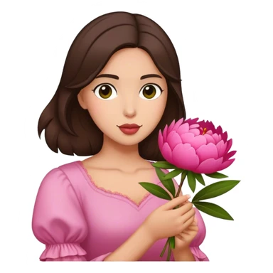 Olive-skinned brunette with a peony sticker