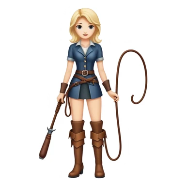 A woman holding a leather whip and wearing boots sticker