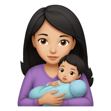 mom holding newborn baby girl with brown eyes tan skin and black hair and blue eyes newborn girl baby tan skin black hair sticker