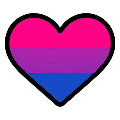 Asexual flag with a central heart filled with bisexual flag colors, much thinner outlines, minimalistic style, no background. sticker