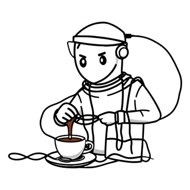 crazy coder with coffee spills and tangled wires sticker
