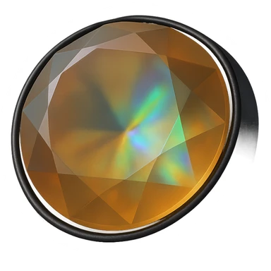 extreme up close amber round cut holographic gem with black metal accent sticker