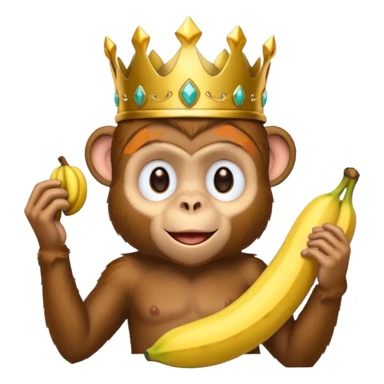 monkey with banana and wearing crown sticker