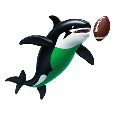 Orca wearing a green football jersey, flexing muscles  sticker