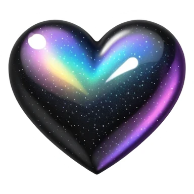 black sparkle heart sticker