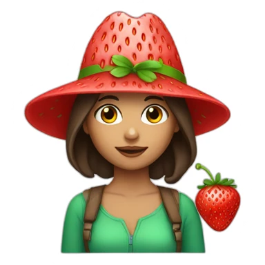 Brunette girl with strawberry hat sticker