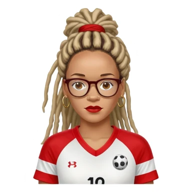 Rihanna soccer mom dreadlocks island red and white jersey eyeglasses freckles sticker
