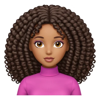 Black Barbie with curly hair and brown eyes sticker