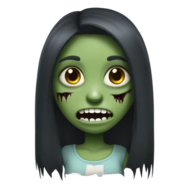 girl zombie with dark long hair with teeth sticker