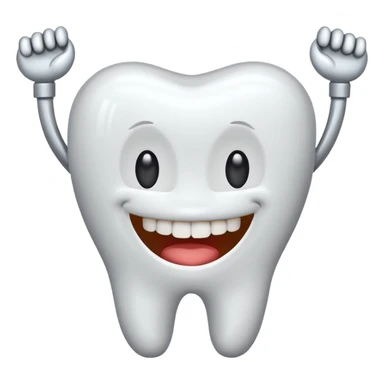 smiling tooth with braces, friendly emoji style sticker