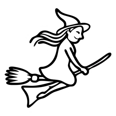 witch on a broom flying sticker