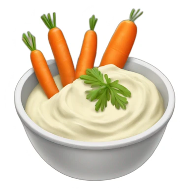 ranch dip with carrots, in the style of IOS emoji sticker