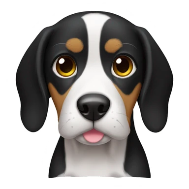black beagle kawaii round  sticker