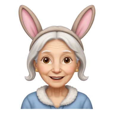 old woman with bunny ears sticker