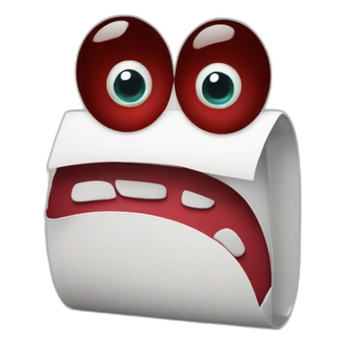 Letter R with eyes and mouth like an Dark red sticker