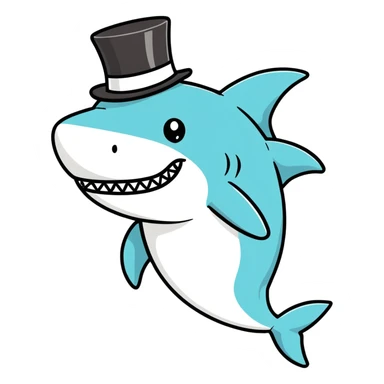 Shark with a top hat sticker