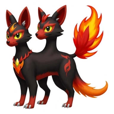 Darkrai-Litten-Torracat-Houndoom-Meloetta-Fakémon-creature-hybrid-fusion, full body sticker