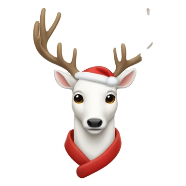 White deer with santa sticker