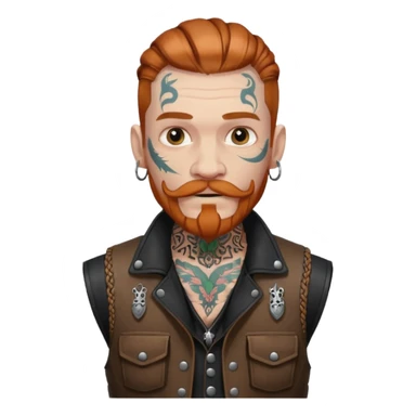 dark ginger braids man very white mustache old very tattoed with the whitest mustache ever sticker