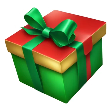 Red and green gift box gold bow sticker