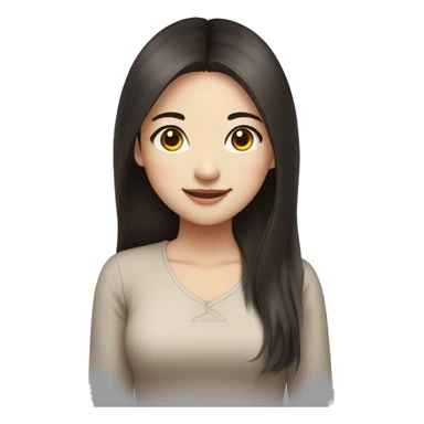 a chinese girl with rounded face, double eyelid, happy but professional, dark brown long hair sticker