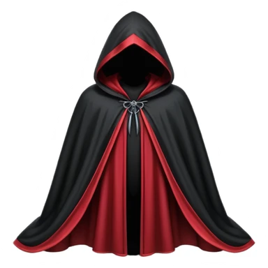 gothic hooded cloak object icon, black and crimson accents, mysterious fantasy cloak, elegant folds, 3D cartoon, mobile game icon style, centered, clean background, no text, no watermark
 
 sticker